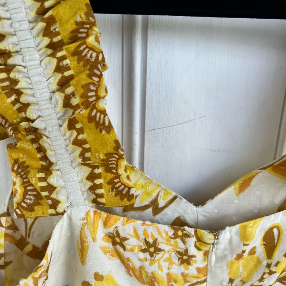 Farm Rio Off White Aura Floral Midi Dress L - Picture 7 of 8